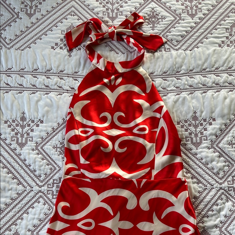 Joie Red and White Patterned Dress